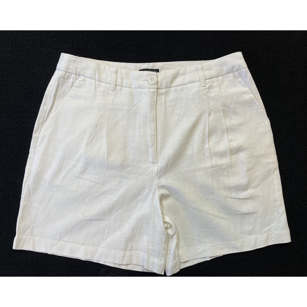 Violets & Roses Linen Blend Shorts Size‎ 10 Pockets White  Tailored Pleats